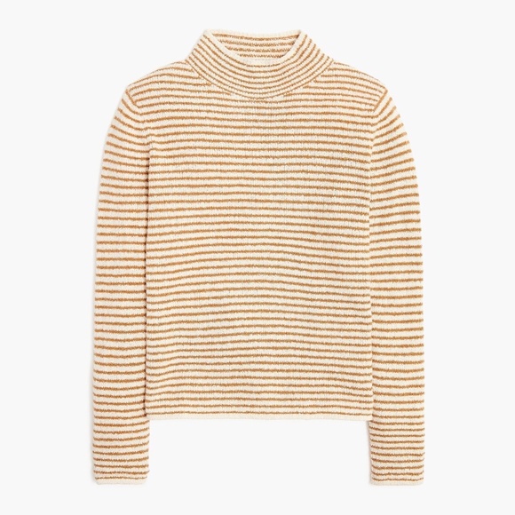J. Crew Factory Sweaters - New JCREW Size S Striped Mockneck Pullover Sweater Ivory Camel Stripe $89 CC693